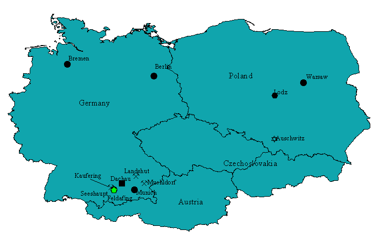 Map showing locations in Germany and Poland