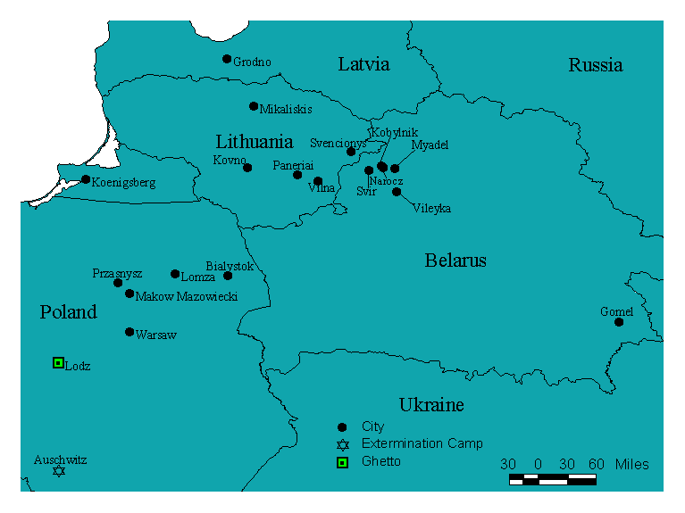 Map showing locations in interview