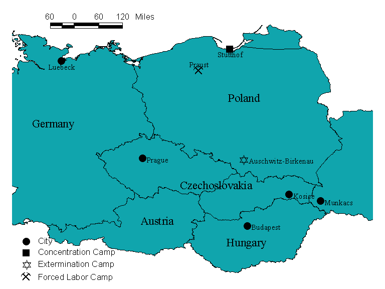 Map Showing Locations in Eastern Europe